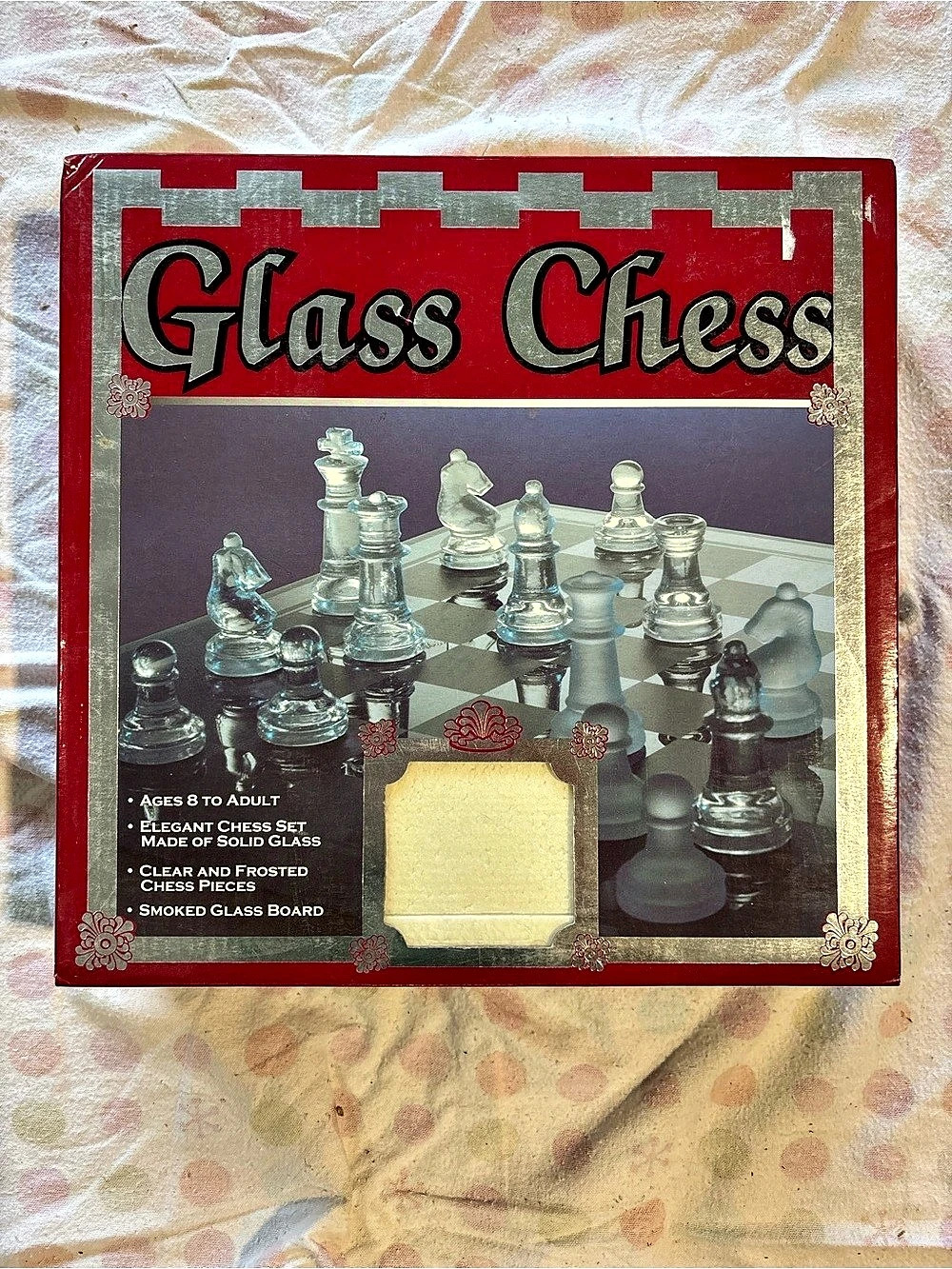 Glass Chess Board Game, Red & Black